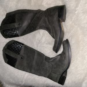 Steve Madden S. 7.5 M Dark Gray Distressed Leather Knee High Boots